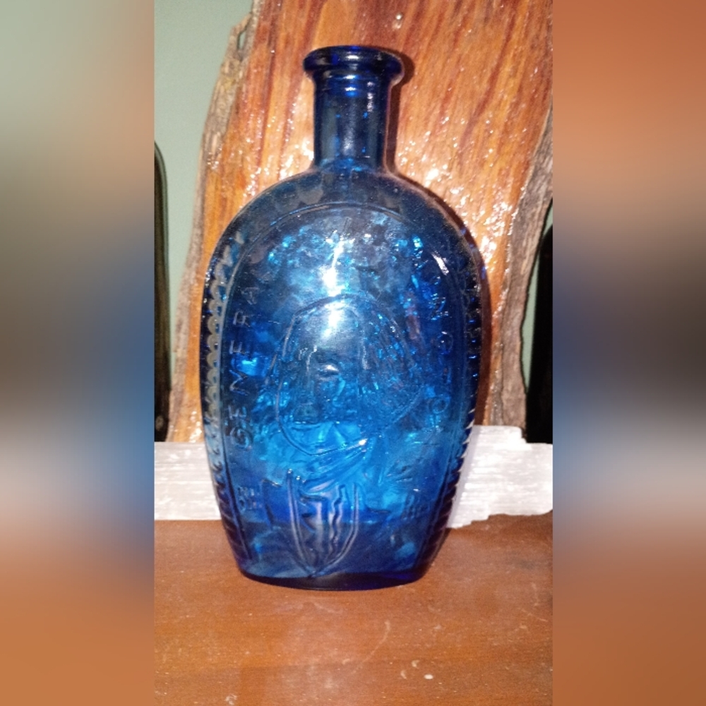 Vintage Blue Glass Decorative Bottle